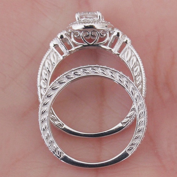 💍Wedding Royal Sterling Sliver Cz Ring Set,5-10